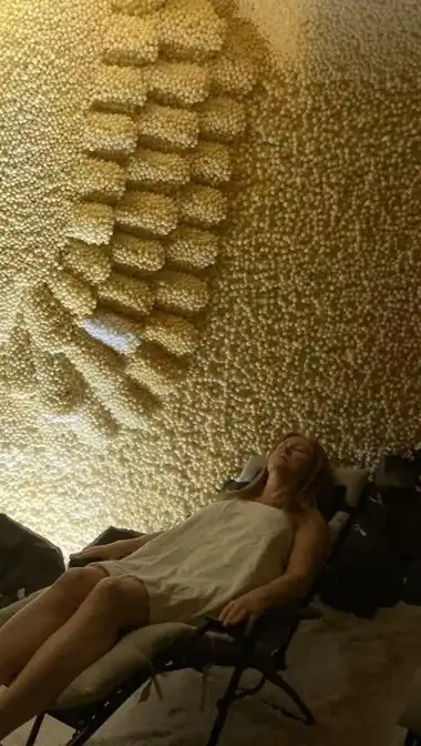 Angelina absorbing salt particles in her lungs & skin.